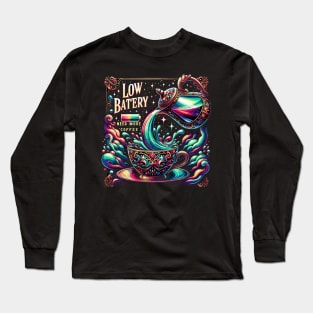 Exclusive 'Low battery, need more coffee' design Long Sleeve T-Shirt